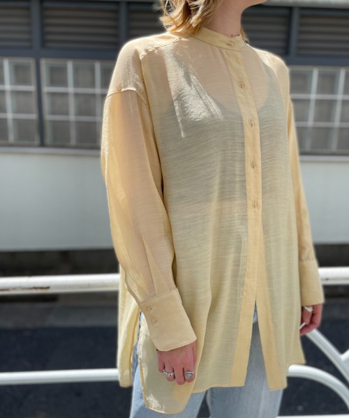 CIAOPANIC(チャオパニック)の「シアーバンドカラーシャツ(シャツ/ブラウス・レディース・グリーン/サックスブルー/イエロー・FREE)」の18枚目の写真