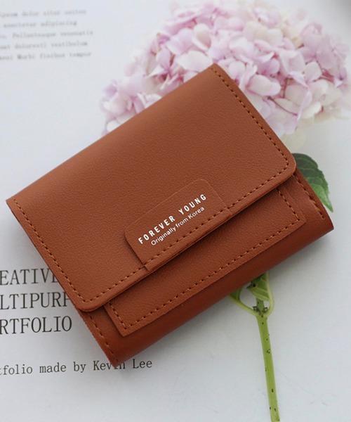 Burner（バーナー）の「【OKUOKU　0909】韓国風 三つ折り ミニウォレット（FOREVER YOUNG）（財布・レディース・ブルー/レッド/ピンク/ブラック/イエロー/ブラウン・FREE）」の2枚目の写真