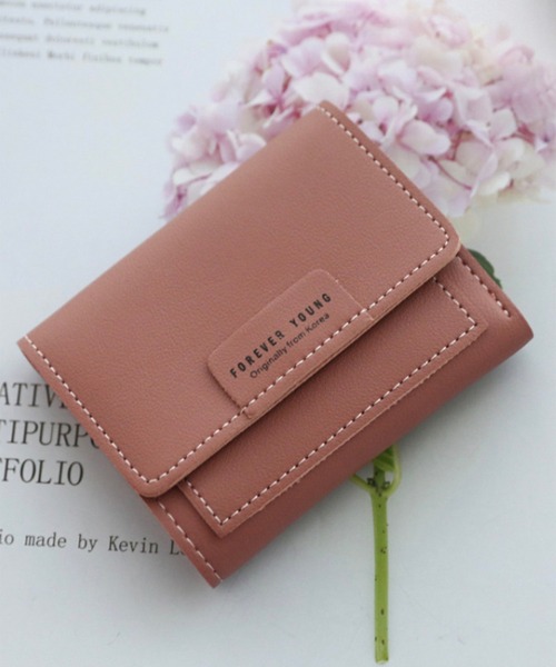 Burner（バーナー）の「【OKUOKU　0909】韓国風 三つ折り ミニウォレット（FOREVER YOUNG）（財布・レディース・ブルー/レッド/ピンク/ブラック/イエロー/ブラウン・FREE）」の5枚目の写真