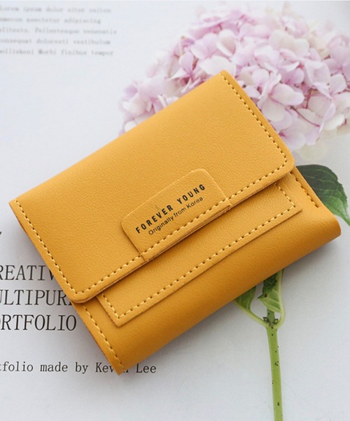 Burner（バーナー）の「【OKUOKU　0909】韓国風 三つ折り ミニウォレット（FOREVER YOUNG）（財布・レディース・ブルー/レッド/ピンク/ブラック/イエロー/ブラウン・FREE）」の4枚目の写真