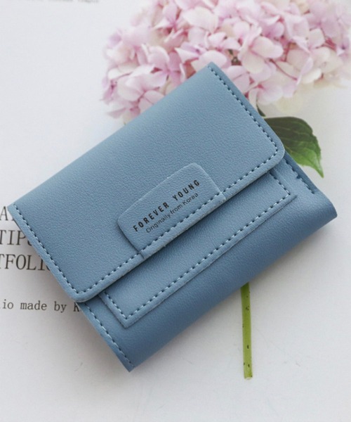 Burner（バーナー）の「【OKUOKU　0909】韓国風 三つ折り ミニウォレット（FOREVER YOUNG）（財布・レディース・ブルー/レッド/ピンク/ブラック/イエロー/ブラウン・FREE）」の3枚目の写真