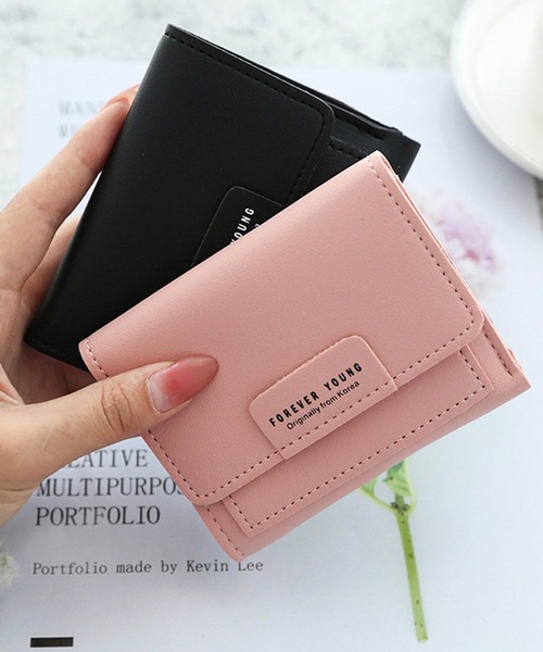 Burner（バーナー）の「【OKUOKU　0909】韓国風 三つ折り ミニウォレット（FOREVER YOUNG）（財布・レディース・ブルー/レッド/ピンク/ブラック/イエロー/ブラウン・FREE）」の10枚目の写真