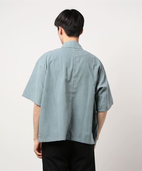 SPINNS（スピンズ）の「【ゆったりシルエット】ポロピーチ ステッチデザインビッグポケットシャツ（シャツ/ブラウス・メンズ・ホワイト/ブラック/ベージュ/サックスブルー/グリーン・L/M/XL）」の7枚目の写真