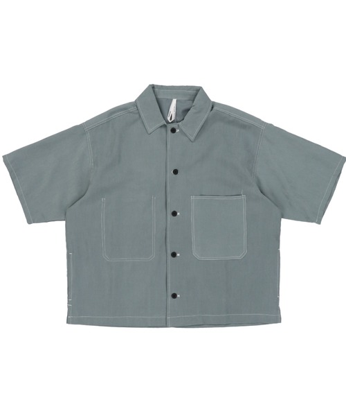 SPINNS（スピンズ）の「【ゆったりシルエット】ポロピーチ ステッチデザインビッグポケットシャツ（シャツ/ブラウス・メンズ・ホワイト/ブラック/ベージュ/サックスブルー/グリーン・L/M/XL）」の15枚目の写真