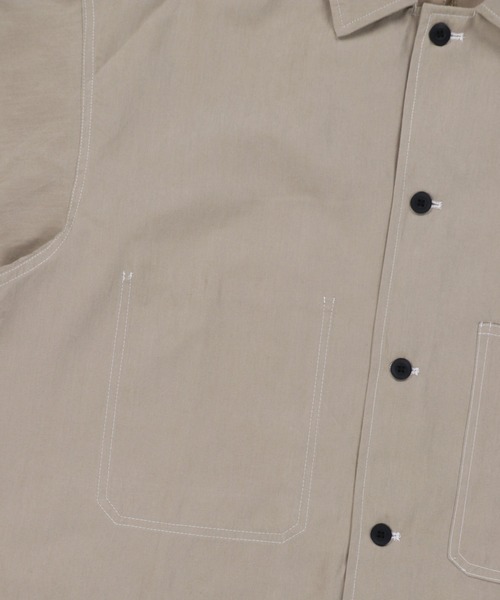 SPINNS（スピンズ）の「【ゆったりシルエット】ポロピーチ ステッチデザインビッグポケットシャツ（シャツ/ブラウス・メンズ・ホワイト/ブラック/ベージュ/サックスブルー/グリーン・L/M/XL）」の10枚目の写真