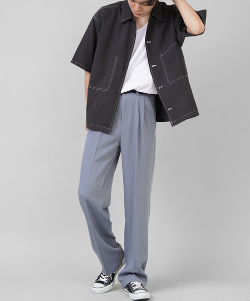 SPINNS（スピンズ）の「【ゆったりシルエット】ポロピーチ ステッチデザインビッグポケットシャツ（シャツ/ブラウス・メンズ・ホワイト/ブラック/ベージュ/サックスブルー/グリーン・L/M/XL）」の22枚目の写真