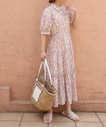 ボリュームスリーブティアードシャツワンピース