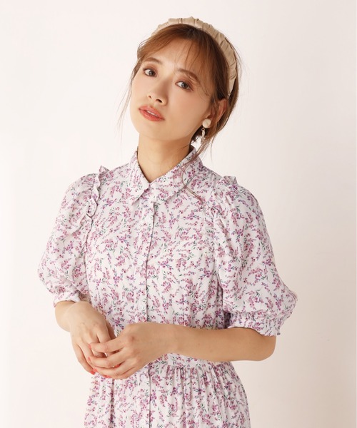 one after another NICE CLAUP（ワンアフターアナザーナイスクラップ）の「ボリュームスリーブティアードシャツワンピース（ワンピース・レディース・オフホワイト/ホワイト系その他/ストライプ/ドット/イエロー/ブルー系その他・FREE）」の15枚目の写真