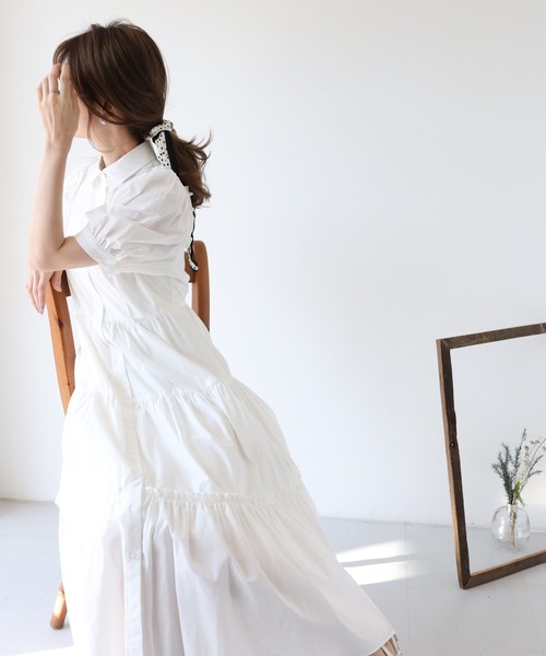 美品❣️カデュネ シャツセットアップワンピース　サックス 美品❣️カデュネ シャツセットアップワンピース サックス