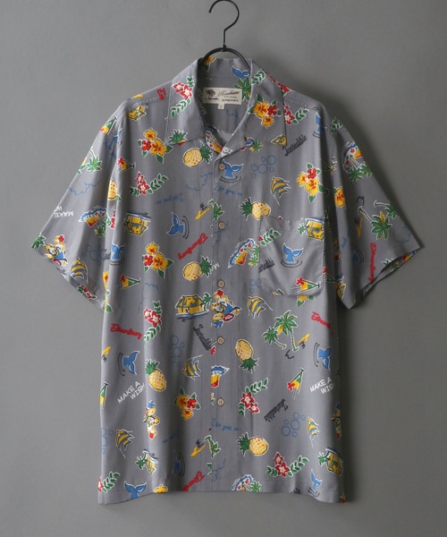 SITRY（シトリー）の「レーヨン 総柄 オープンカラー アロハシャツ（シャツ/ブラウス・メンズ・ブルー系その他2/ブラック系その他5/ブラック系その他4/ブルー系その他3/ブルー系その他4/グリーン系その他3/ブルー系その他6/ベージュ系その他3/ブルー系その他5/ベージュ系その他2/グリーン系その他2/ホワイト系その他/ブラック系その他/グレー系その他/グリーン系その他/ブルー系その他/イエロー系その他/ピンク系その他/オレンジ系その他/ホワイト系その他2/ブラック系その他2/ホワイト系その他3/ブラック系その他3・L/S/M/LL）」の10枚目の写真