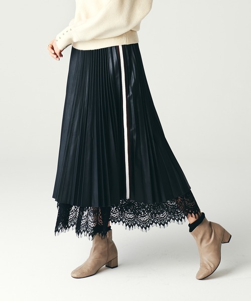 LAYMEE(レイミー)の「Abelia skirt / アベリアスカート(スカート・レディース・ブラック/ベージュ・FREE)」の2枚目の写真