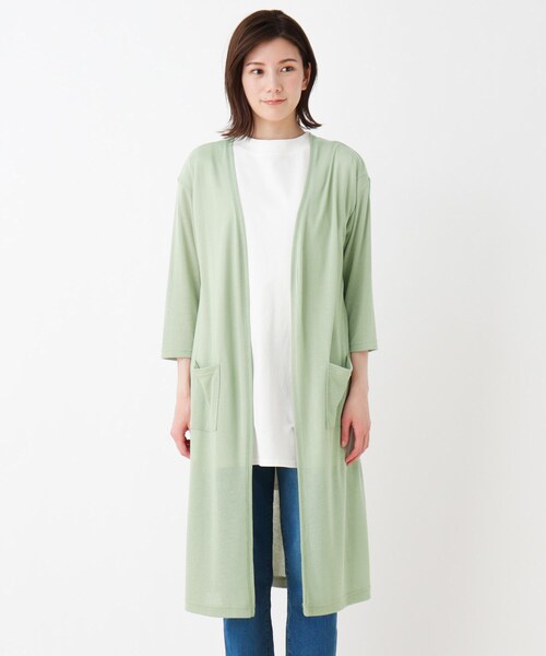 SHOO・LA・RUE（シューラルー）の「◆シンプルロングカーディガン（カーディガン/ボレロ・レディース・ブラック/グレー/ベージュ/グリーン・02/03/04）」の7枚目の写真