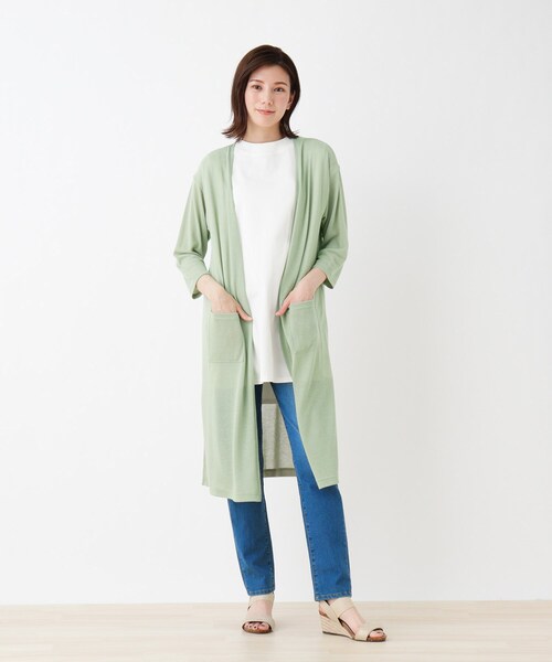 SHOO・LA・RUE（シューラルー）の「◆シンプルロングカーディガン（カーディガン/ボレロ・レディース・ブラック/グレー/ベージュ/グリーン・02/03/04）」の9枚目の写真