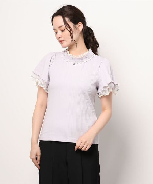 axes femme（アクシーズファム）の「プチスタンドリブインナー（Tシャツ/カットソー・レディース・サックスブルー/キナリ/ピンク/ブラック/ラベンダー・MEDIUM）」の4枚目の写真