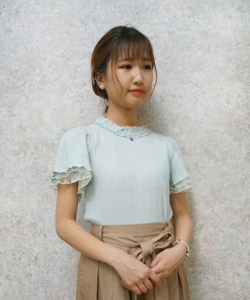 axes femme（アクシーズファム）の「プチスタンドリブインナー（Tシャツ/カットソー・レディース・サックスブルー/キナリ/ピンク/ブラック/ラベンダー・MEDIUM）」の3枚目の写真