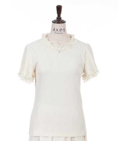 axes femme（アクシーズファム）の「プチスタンドリブインナー（Tシャツ/カットソー・レディース・サックスブルー/キナリ/ピンク/ブラック/ラベンダー・MEDIUM）」の6枚目の写真