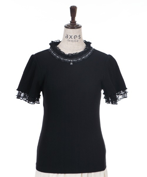 axes femme（アクシーズファム）の「プチスタンドリブインナー（Tシャツ/カットソー・レディース・サックスブルー/キナリ/ピンク/ブラック/ラベンダー・MEDIUM）」の14枚目の写真