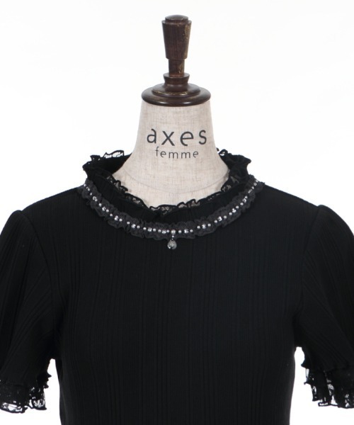 axes femme（アクシーズファム）の「プチスタンドリブインナー（Tシャツ/カットソー・レディース・サックスブルー/キナリ/ピンク/ブラック/ラベンダー・MEDIUM）」の17枚目の写真