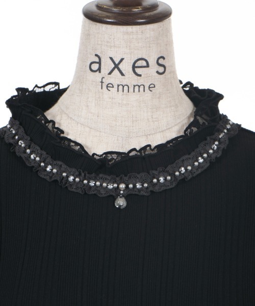 axes femme（アクシーズファム）の「プチスタンドリブインナー（Tシャツ/カットソー・レディース・サックスブルー/キナリ/ピンク/ブラック/ラベンダー・MEDIUM）」の19枚目の写真