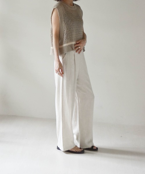 muure（ミュール）の「コットンリネンパンツ（その他パンツ・レディース・ブラック/ベージュ/アイボリー・FREE）」の3枚目の写真
