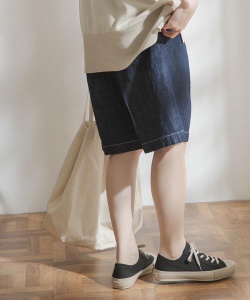 FORK&SPOON(フォークアンドスプーン)の「FORK&SPOON 綿麻デニムハーフパンツ(デニムパンツ・レディース・ブラック/ブルー・1/2)」の11枚目の写真