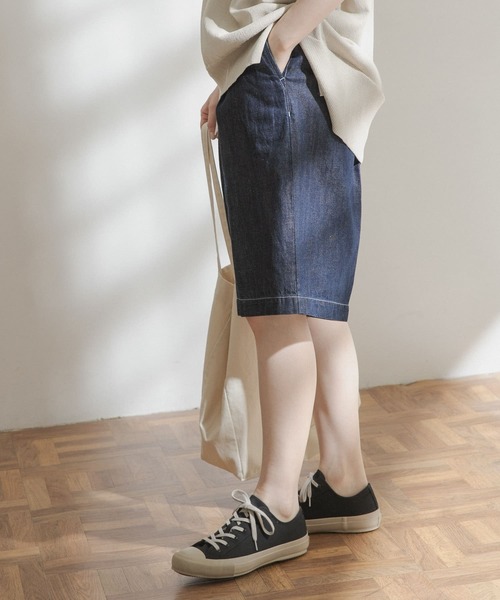 FORK&SPOON(フォークアンドスプーン)の「FORK&SPOON 綿麻デニムハーフパンツ(デニムパンツ・レディース・ブラック/ブルー・1/2)」の13枚目の写真