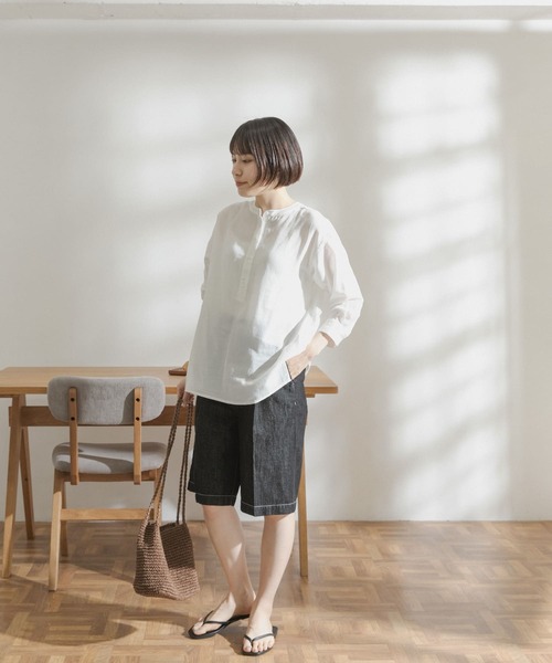 FORK&SPOON(フォークアンドスプーン)の「FORK&SPOON 綿麻デニムハーフパンツ(デニムパンツ・レディース・ブラック/ブルー・1/2)」の19枚目の写真