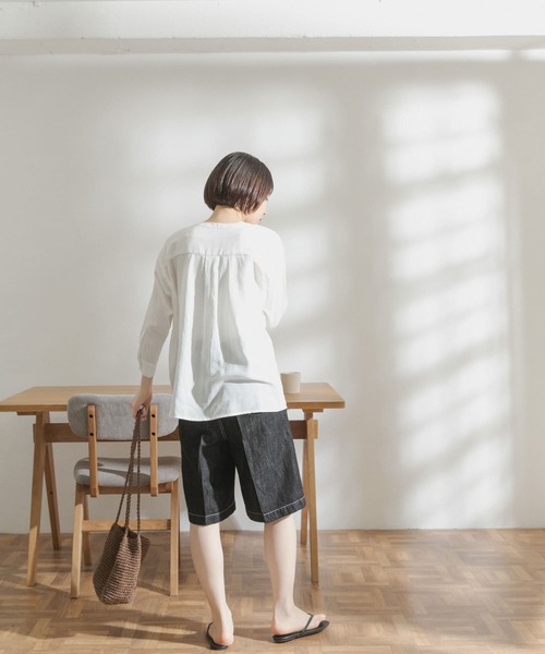 FORK&SPOON(フォークアンドスプーン)の「FORK&SPOON 綿麻デニムハーフパンツ(デニムパンツ・レディース・ブラック/ブルー・1/2)」の20枚目の写真