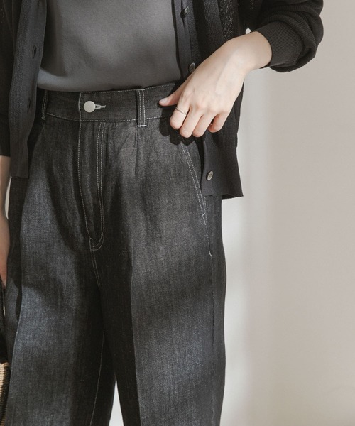 FORK&SPOON(フォークアンドスプーン)の「FORK&SPOON 綿麻デニムハーフパンツ(デニムパンツ・レディース・ブラック/ブルー・1/2)」の21枚目の写真