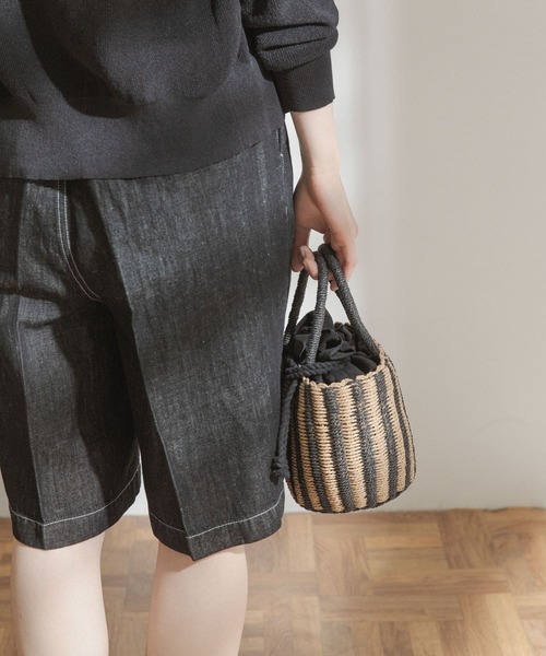 FORK&SPOON(フォークアンドスプーン)の「FORK&SPOON 綿麻デニムハーフパンツ(デニムパンツ・レディース・ブラック/ブルー・1/2)」の22枚目の写真