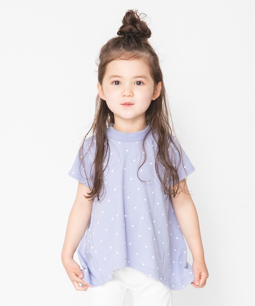 BRANSHES（ブランシェス）の「【UVカット】ドット柄半袖Ｔシャツ（Tシャツ/カットソー・キッズ・ベージュ/ブルーグレー・80ｃｍ/90cm/110cm/100cm/120cm/130cm/140cm/150cm）」の2枚目の写真