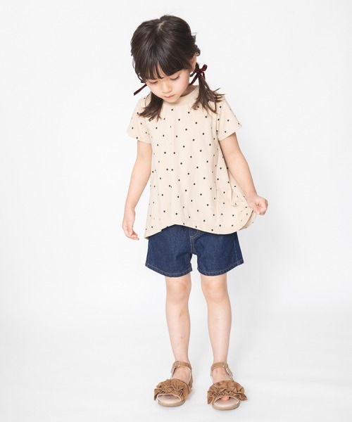 BRANSHES（ブランシェス）の「【UVカット】ドット柄半袖Ｔシャツ（Tシャツ/カットソー・キッズ・ベージュ/ブルーグレー・80ｃｍ/90cm/110cm/100cm/120cm/130cm/140cm/150cm）」の4枚目の写真