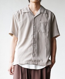 MinoriTY | 【MinoriTY】オープンカラー半袖シャツ 開襟シャツ メンズ 無地 短丈 ショート丈 Aライン 秋服 夏服(シャツ/ブラウス)