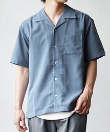 【MinoriTY】オープンカラー半袖シャツ 開襟シャツ メンズ 無地 短丈 ショート丈 Aライン 秋服 夏服