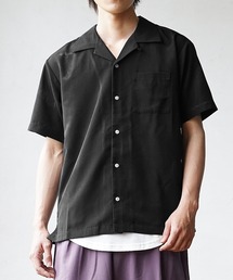 【MinoriTY】オープンカラー半袖シャツ 開襟シャツ メンズ 無地 短丈 ショート丈 Aライン 秋服 夏服