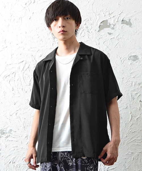 MinoriTY（マイノリティ）の「【MinoriTY】オープンカラー半袖シャツ 開襟シャツ メンズ 無地 短丈 ショート丈 Aライン 秋服 夏服（シャツ/ブラウス・メンズ・グレー系その他/オフホワイト/モカ/ブラック/サックスブルー/グリーン・L/M）」の22枚目の写真