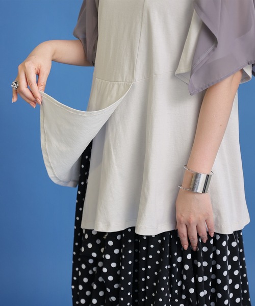 osharewalker（オシャレウォーカー）の「【廃盤】『異素材切替2wayアシメTシャツ』（Tシャツ/カットソー・レディース・ブラック/グレー・1/2）」の18枚目の写真