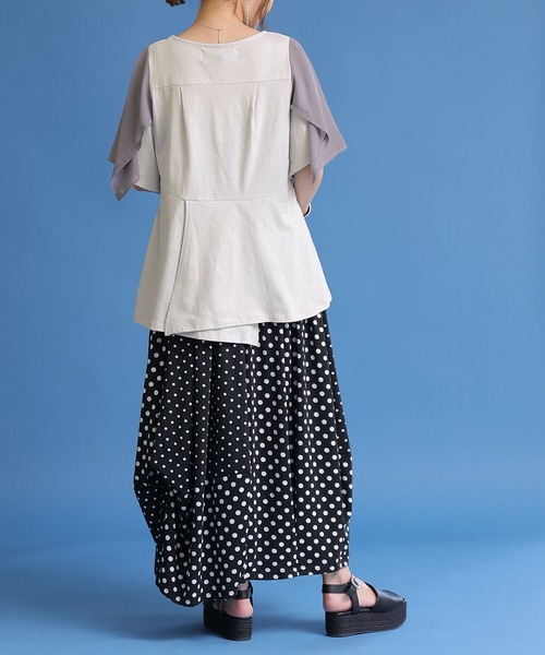 osharewalker（オシャレウォーカー）の「【廃盤】『異素材切替2wayアシメTシャツ』（Tシャツ/カットソー・レディース・ブラック/グレー・1/2）」の16枚目の写真