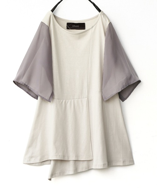 osharewalker（オシャレウォーカー）の「【廃盤】『異素材切替2wayアシメTシャツ』（Tシャツ/カットソー・レディース・ブラック/グレー・1/2）」の11枚目の写真