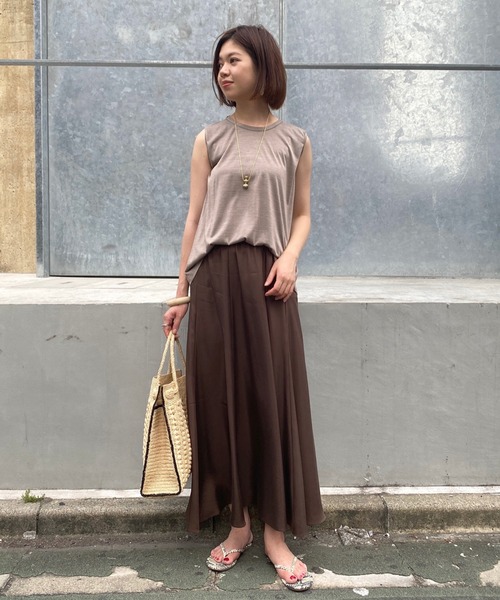 RIVE DROITE（リヴドロワ）の「キュプラ混ウォッシャブルスカート（スカート・レディース・ベージュ/ブラウン/イエロー・38/36）」の4枚目の写真