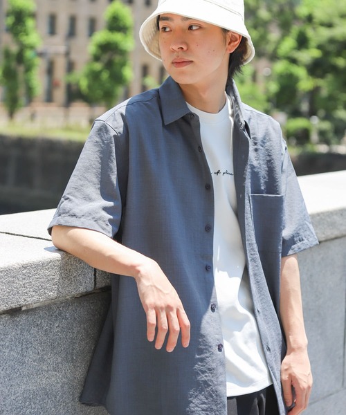 SENSE OF PLACE by URBAN RESEARCH（センスオブプレイスバイアーバンリサーチ）の「リネンライクレギュラーカラーシャツ（シャツ/ブラウス・メンズ・ブラック系その他/ブラウン/ブルー/アイボリー/チャコールグレー/ミント/ライトグレー・MEDIUM/LARGE/X-LARGE）」の7枚目の写真