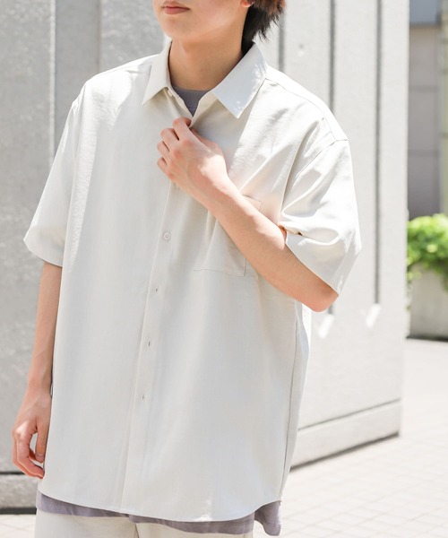 SENSE OF PLACE by URBAN RESEARCH（センスオブプレイスバイアーバンリサーチ）の「リネンライクレギュラーカラーシャツ（シャツ/ブラウス・メンズ・ブラック系その他/ブラウン/ブルー/アイボリー/チャコールグレー/ミント/ライトグレー・MEDIUM/LARGE/X-LARGE）」の2枚目の写真