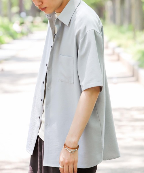 SENSE OF PLACE by URBAN RESEARCH（センスオブプレイスバイアーバンリサーチ）の「リネンライクレギュラーカラーシャツ（シャツ/ブラウス・メンズ・ブラック系その他/ブラウン/ブルー/アイボリー/チャコールグレー/ミント/ライトグレー・MEDIUM/LARGE/X-LARGE）」の4枚目の写真