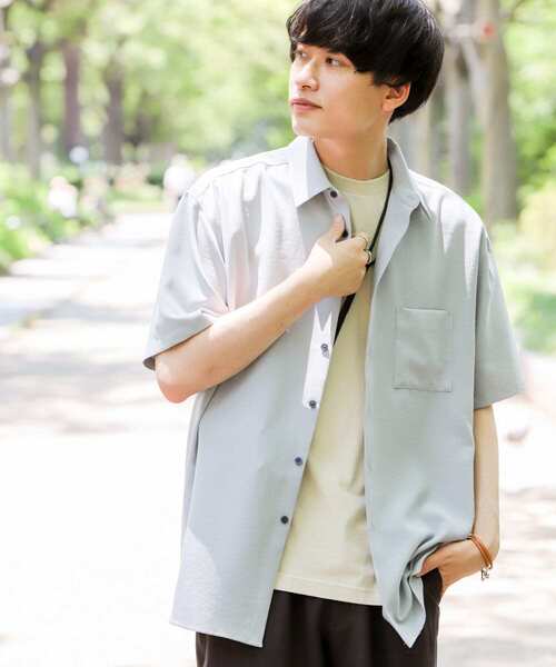 SENSE OF PLACE by URBAN RESEARCH（センスオブプレイスバイアーバンリサーチ）の「リネンライクレギュラーカラーシャツ（シャツ/ブラウス・メンズ・ブラック系その他/ブラウン/ブルー/アイボリー/チャコールグレー/ミント/ライトグレー・MEDIUM/LARGE/X-LARGE）」の9枚目の写真