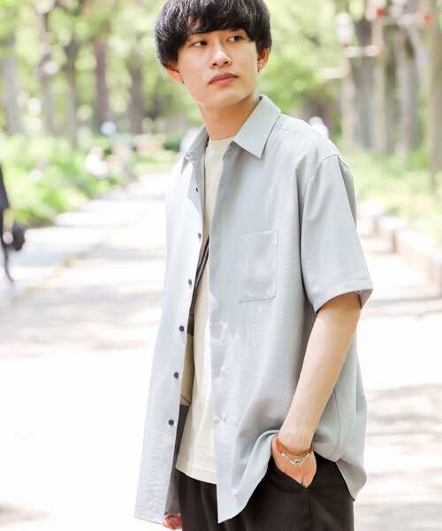 SENSE OF PLACE by URBAN RESEARCH（センスオブプレイスバイアーバンリサーチ）の「リネンライクレギュラーカラーシャツ（シャツ/ブラウス・メンズ・ブラック系その他/ブラウン/ブルー/アイボリー/チャコールグレー/ミント/ライトグレー・MEDIUM/LARGE/X-LARGE）」の10枚目の写真