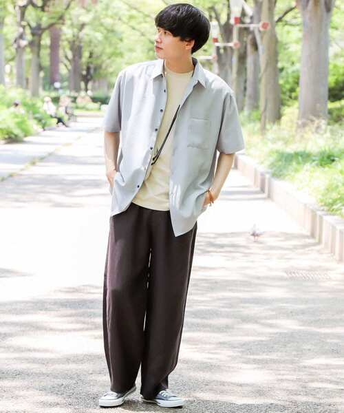 SENSE OF PLACE by URBAN RESEARCH（センスオブプレイスバイアーバンリサーチ）の「リネンライクレギュラーカラーシャツ（シャツ/ブラウス・メンズ・ブラック系その他/ブラウン/ブルー/アイボリー/チャコールグレー/ミント/ライトグレー・MEDIUM/LARGE/X-LARGE）」の11枚目の写真