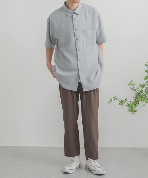 SENSE OF PLACE by URBAN RESEARCH（センスオブプレイスバイアーバンリサーチ）の「リネンライクレギュラーカラーシャツ（シャツ/ブラウス・メンズ・ブラック系その他/ブラウン/ブルー/アイボリー/チャコールグレー/ミント/ライトグレー・MEDIUM/LARGE/X-LARGE）」の16枚目の写真