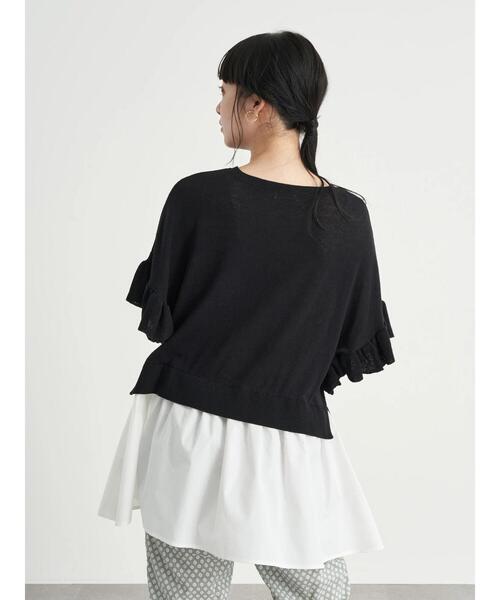 earth music&ecology（アースミュージックアンドエコロジー）の「ドッキングフリルニットチュニック　＊（ニット/セーター・レディース・ブルー/ベージュ/ブラック・FREE）」の22枚目の写真