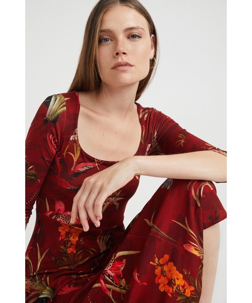 Desigual（デシグアル）の「深デコルテ フレアワンピース（ワンピース・レディース・レッド・2L/SS/S/M/L）」の7枚目の写真