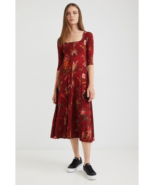 Desigual（デシグアル）の「深デコルテ フレアワンピース（ワンピース・レディース・レッド・2L/SS/S/M/L）」の5枚目の写真